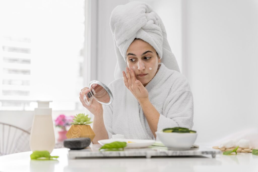 Close-up of a person washing their face with a cleanser
