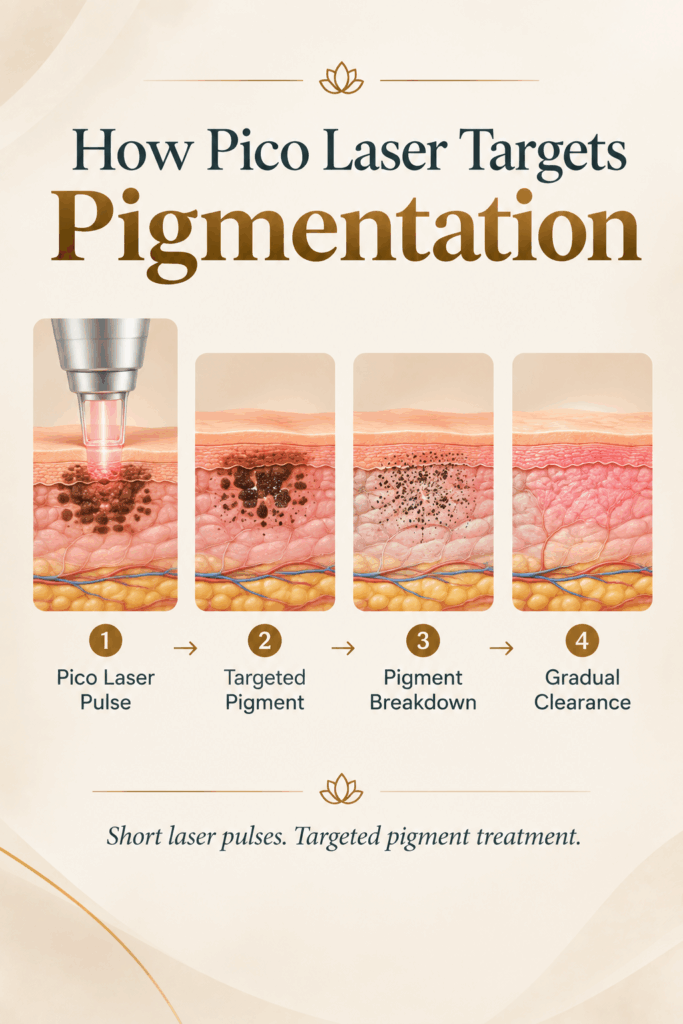 How Pico laser works to target pigmentation and dark spots beneath the skin
