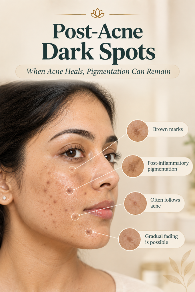 Post-acne dark spots and post-inflammatory hyperpigmentation on Indian skin