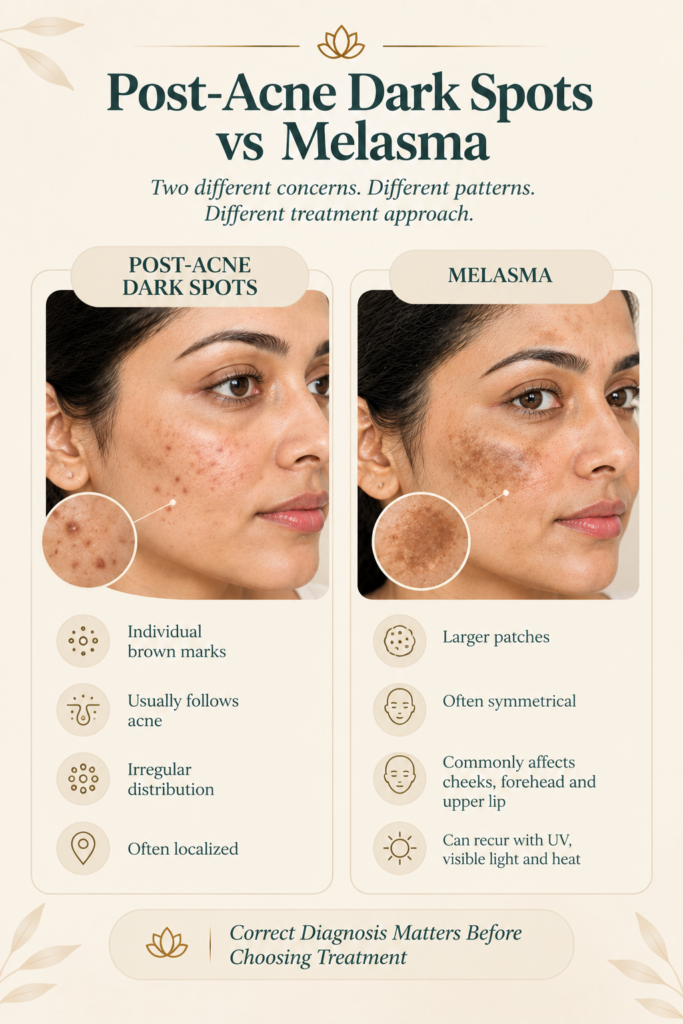 Comparison of melasma and post-acne dark spots on Indian skin