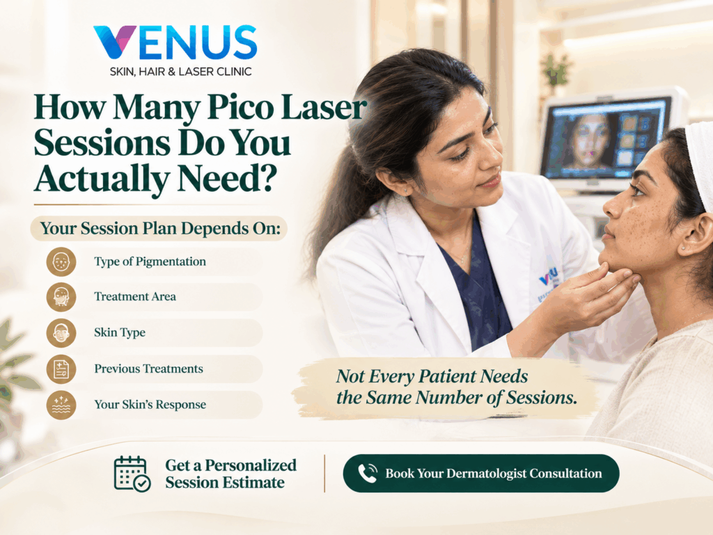 Pico Laser pigmentation treatment session estimate based on skin type, pigmentation and treatment area